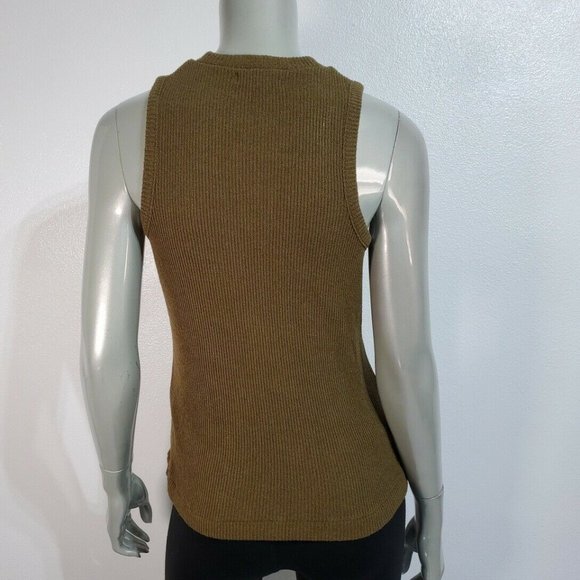 Madewell Boucle Knit Tank Top Size S Ribbed Stretch Crew Neck Pullover Green - Picture 4 of 6
